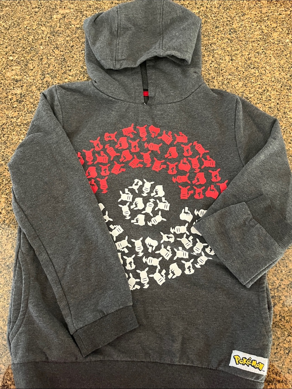 Pokémon PikachuGray Hoodie w/Red & White Graphic, Kids sz 8 (fits like a 6)